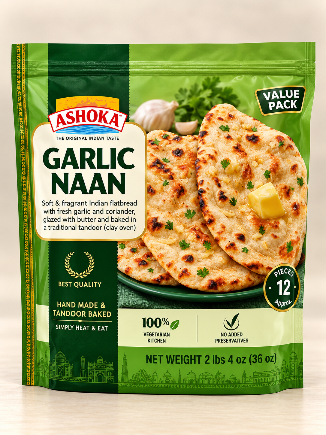 Ashoka Garlic Naan - 12PCS